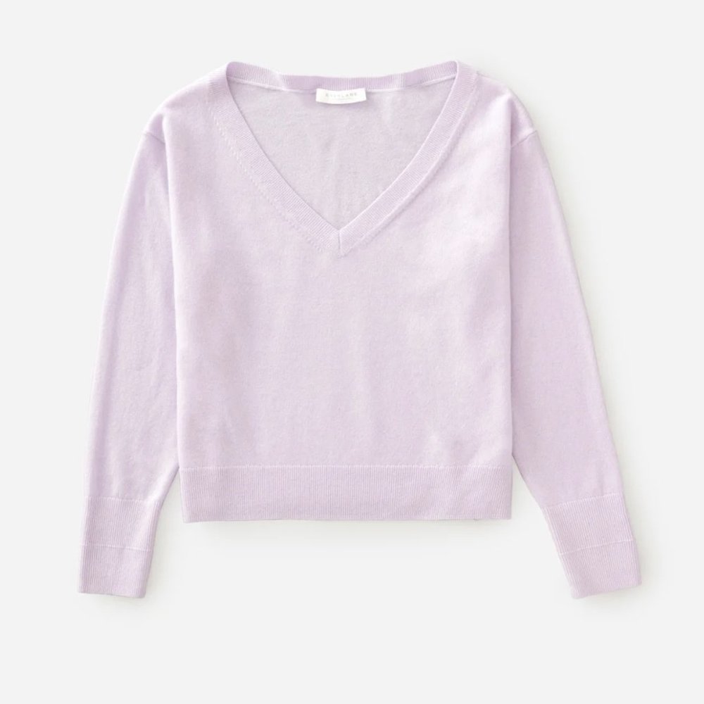 Everlane Lavender Cashmere Crop V-Neck XS